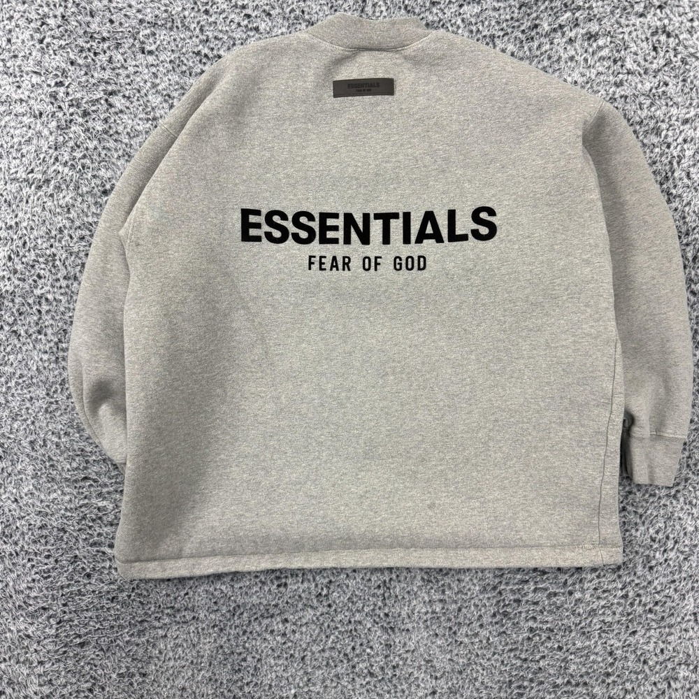 Essentials Fear Of God Sweatshirt Mens Medium Gray Oversized Logo Fleece Sweater